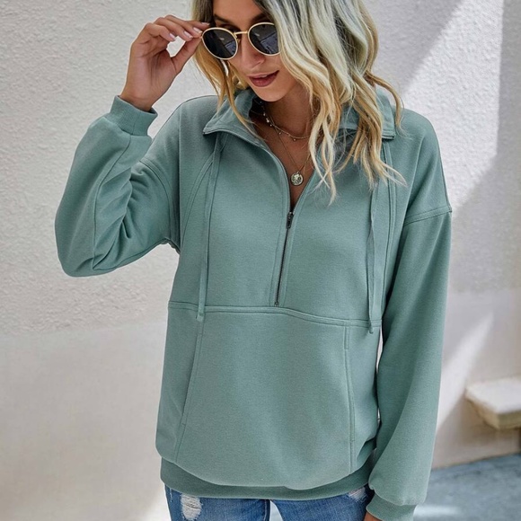 mauve zip up pockets comfy sweater sweatshirt - Picture 3 of 13